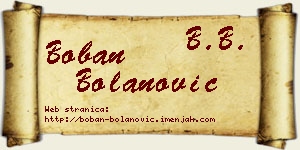 Boban Bolanović vizit kartica
